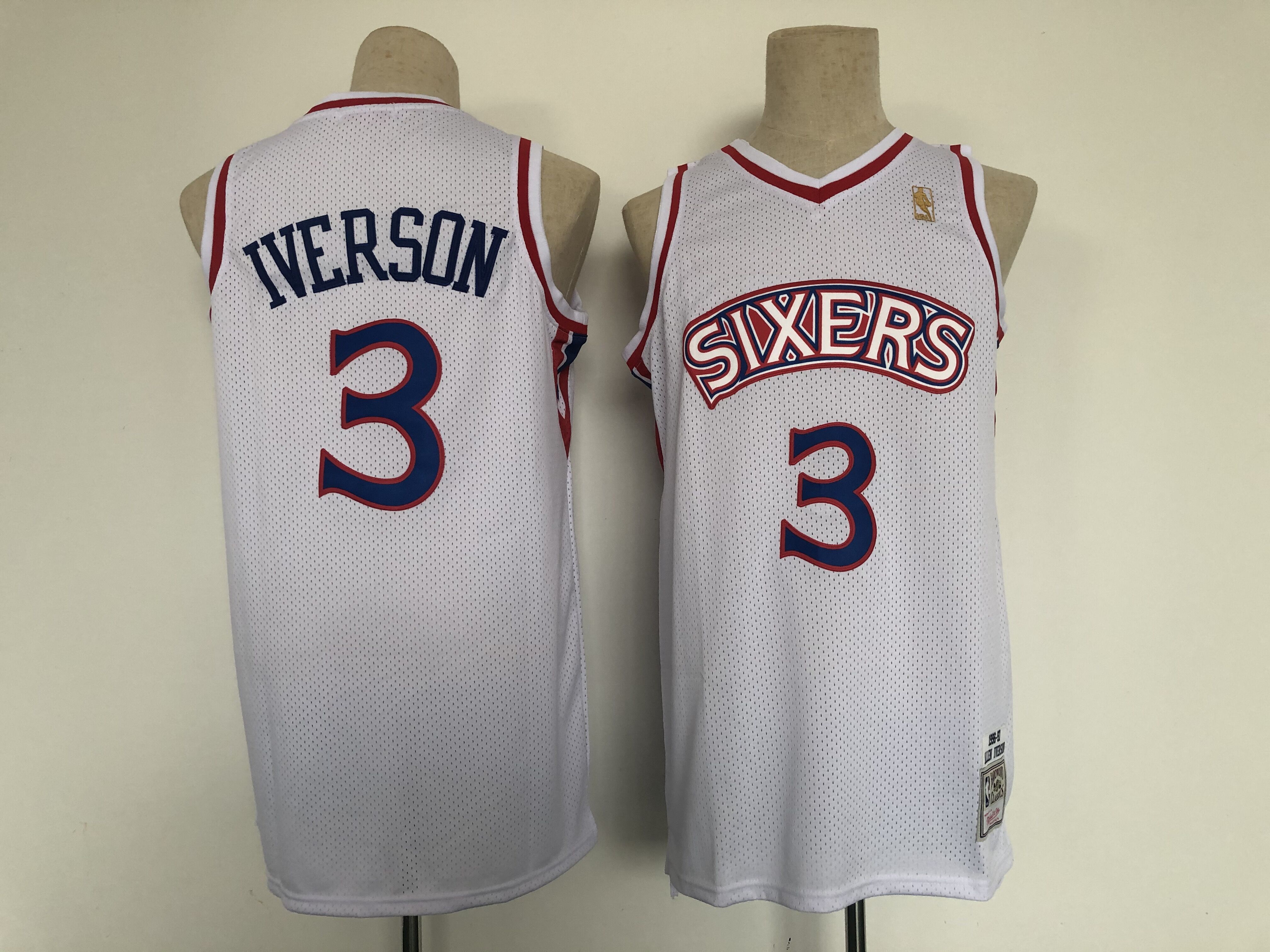 NBA Men Philadelphia 76ers 3 Iverson white jersey